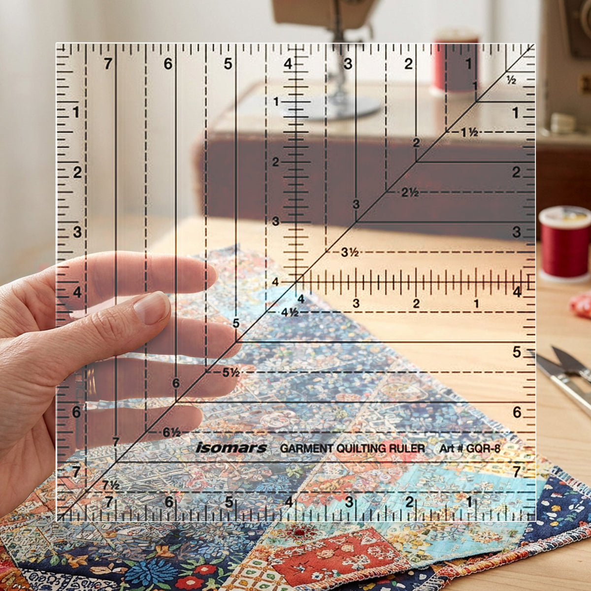 Isomars 8" x 8" Garment Quilting Ruler for Sewing & Cutting - Isomars