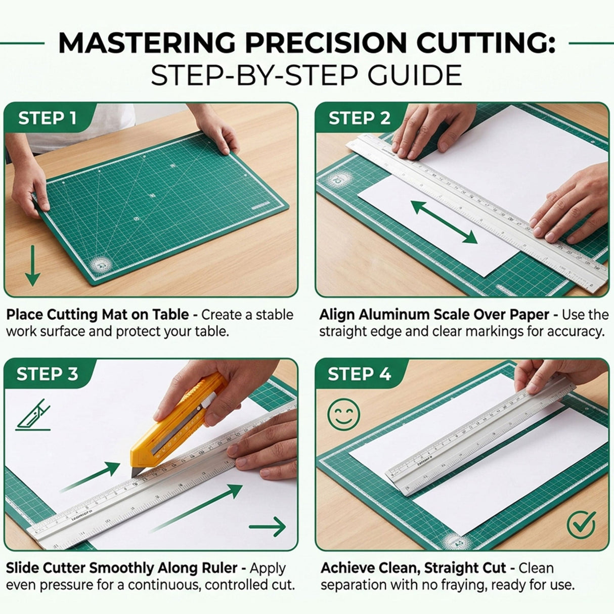 Isomars A3 Self-Healing Cutting Mat with 12 Inch Aluminium Scale & Jumbo Paper Cutter | Precision Cutting Kit for Paper Craft, Artwork, Office, School & DIY Projects - Isomars