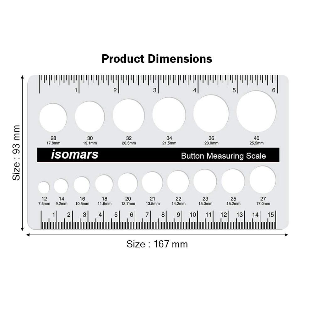 Isomars Acrylic Button Measuring Scale for Tailoring & Fashion Design - Isomars