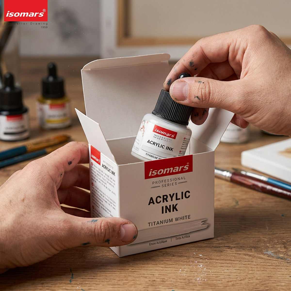 Isomars Acrylic Ink White 35ml with Dropper for Art & Drawing - Isomars