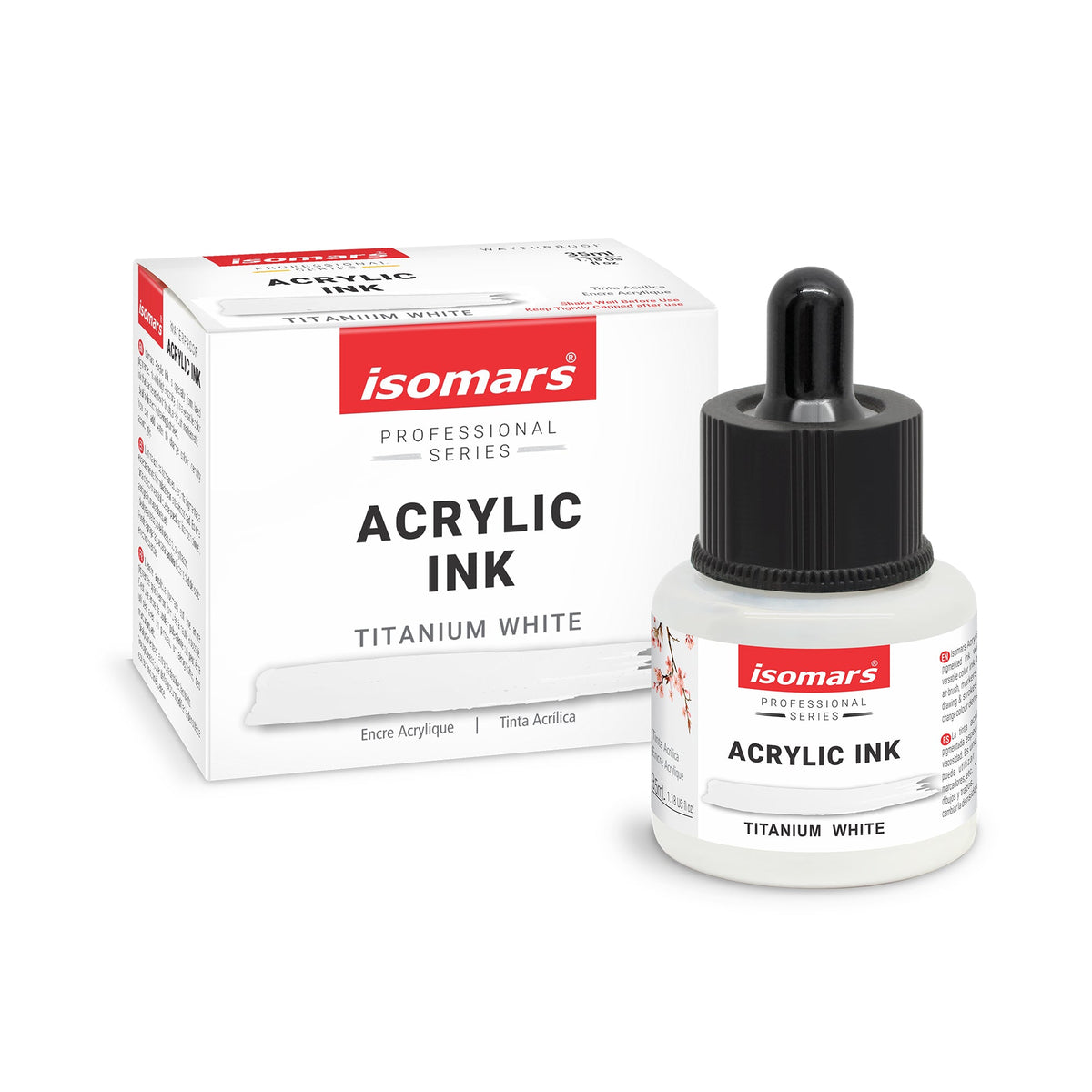 Isomars Acrylic Ink White 35ml with Dropper for Art & Drawing - Isomars