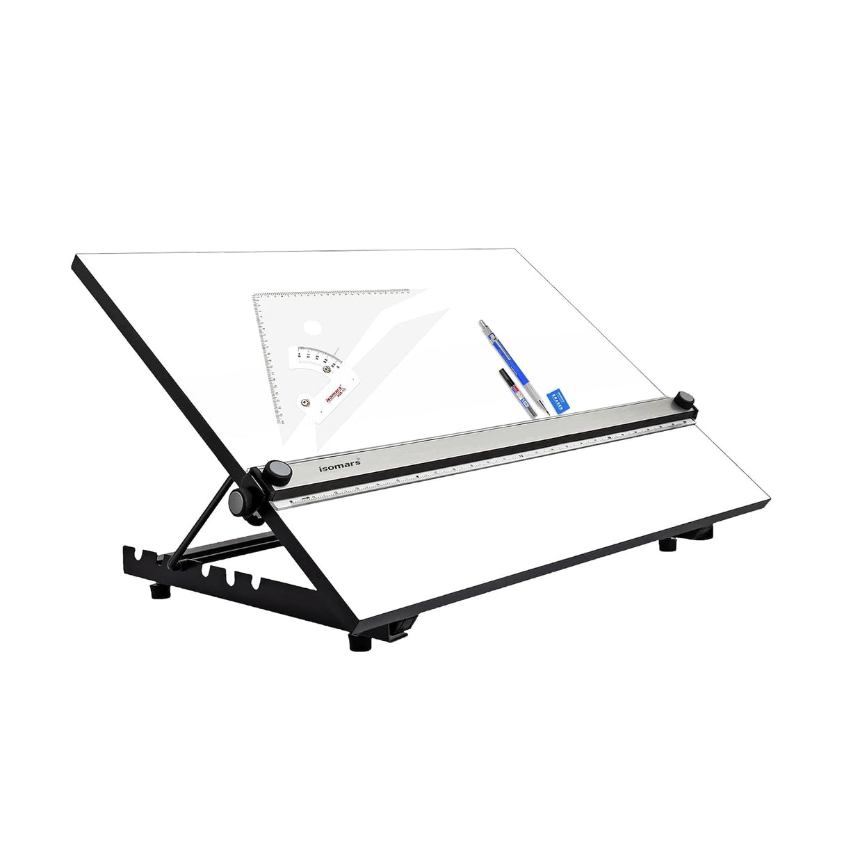 Isomars Adjustable Angle Drawing Drafting Board Combo With 2MM Pencil & Adjustable Set Square - A2 Size - 18.5" x 25" | Ideal for Architects, Engineers, Designers & Artists Students and Professionals - Isomars