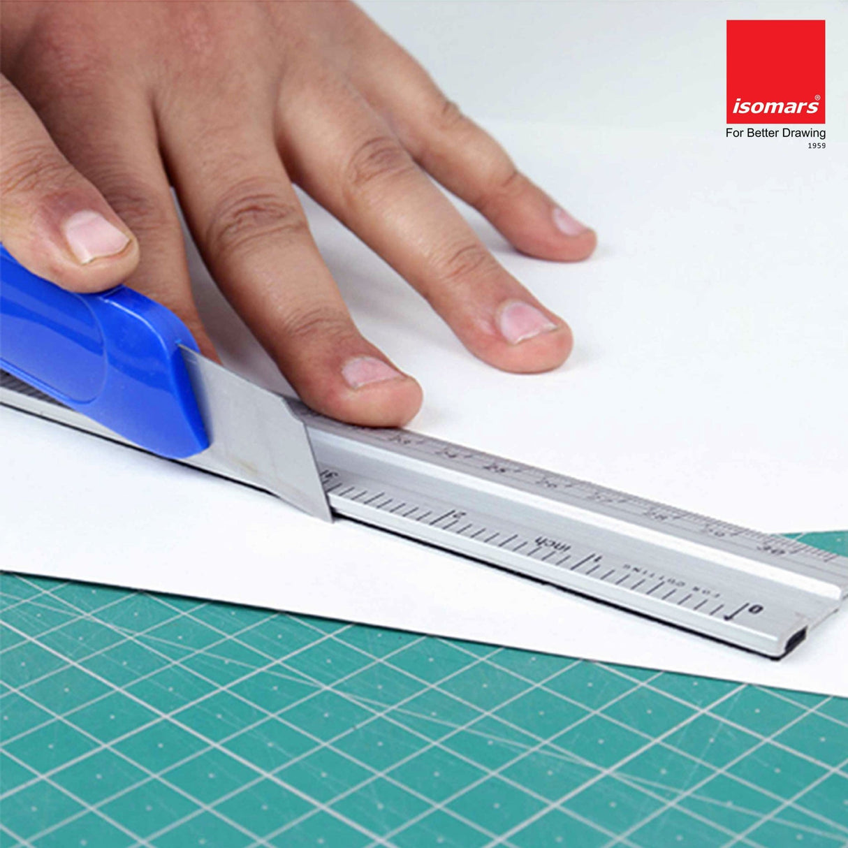 Isomars Aluminium Cutting Rulers Combo Set of 2 (12 Inch & 24 Inch) | Metal Cutting Scale with Inch & CM Markings | Non-Slip Edge for Precision Cutting, Drafting, Measuring & Craft Work - Isomars
