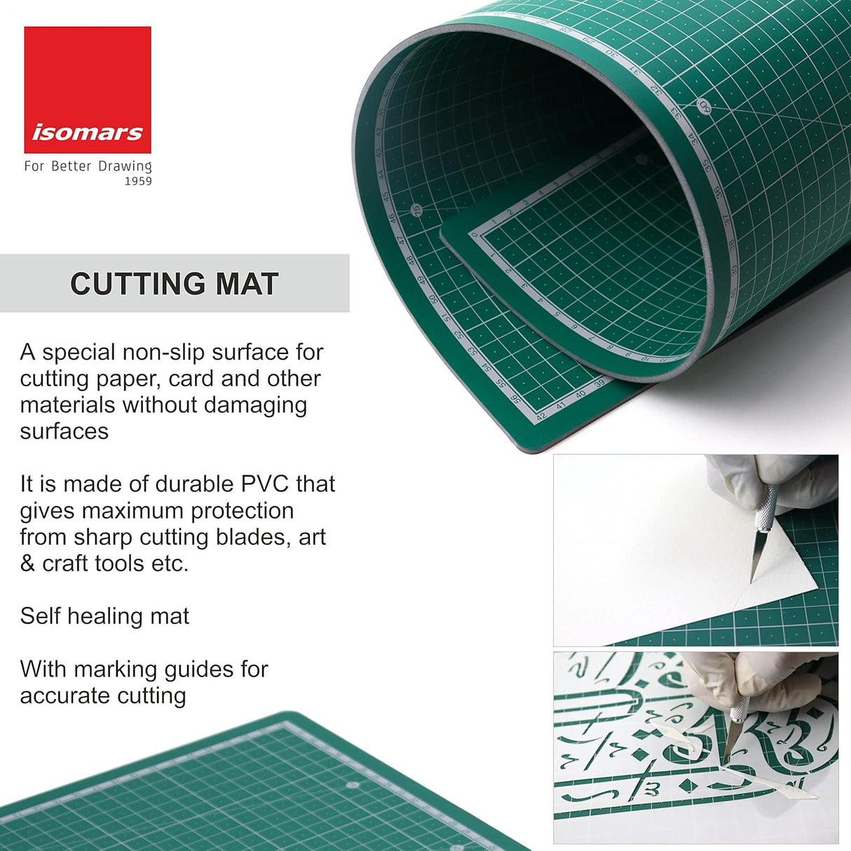 Isomars Architect Kit Combo - Drafting Board-A2 with Cutting Mat-A3, Adjustable, Triangular Scale, French Curve, Erasing Shield and Oval Template | Ideal For Students & Professionals - Isomars