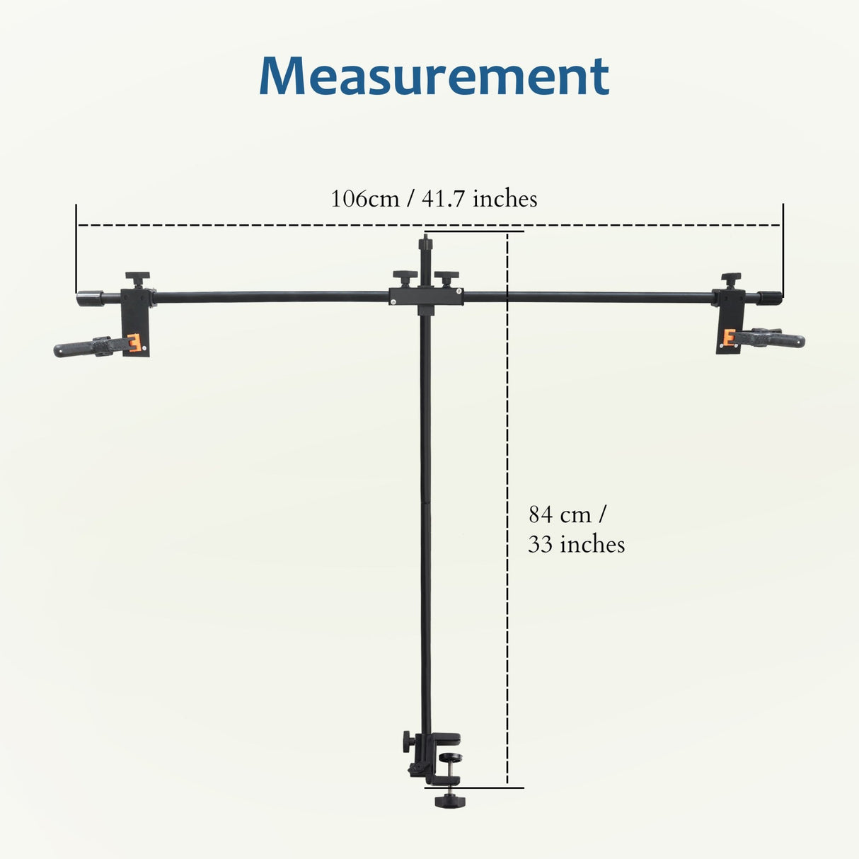 ISOMARS Backdrop Stand, Background Sheet Holder Stand, T-Shape Backdrop Stand, 33 inches Height & 41 inches Length, Table Holding C clamp, Adjustable Height and Backdrop, Phtography Stand - Isomars