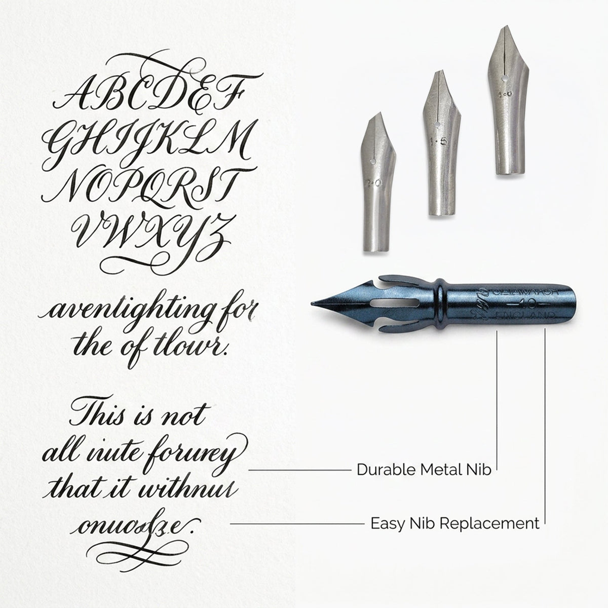 Isomars Calligraphy Pen Set with 2 Holders, 4 Nibs & Plastic Flange for Copperplate, Arabic and Gothic calligraphy - Isomars