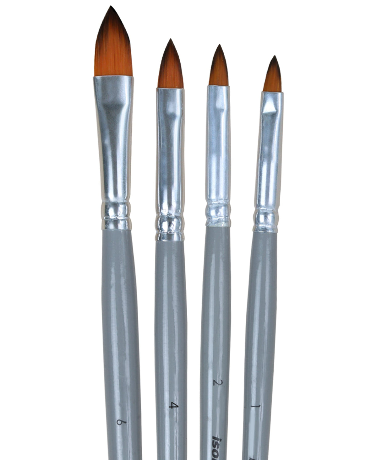 Isomars Cat’s Tongue Art Brush Set of 4 - Taklon Hair, Sizes 1, 2, 4, 6 - Isomars