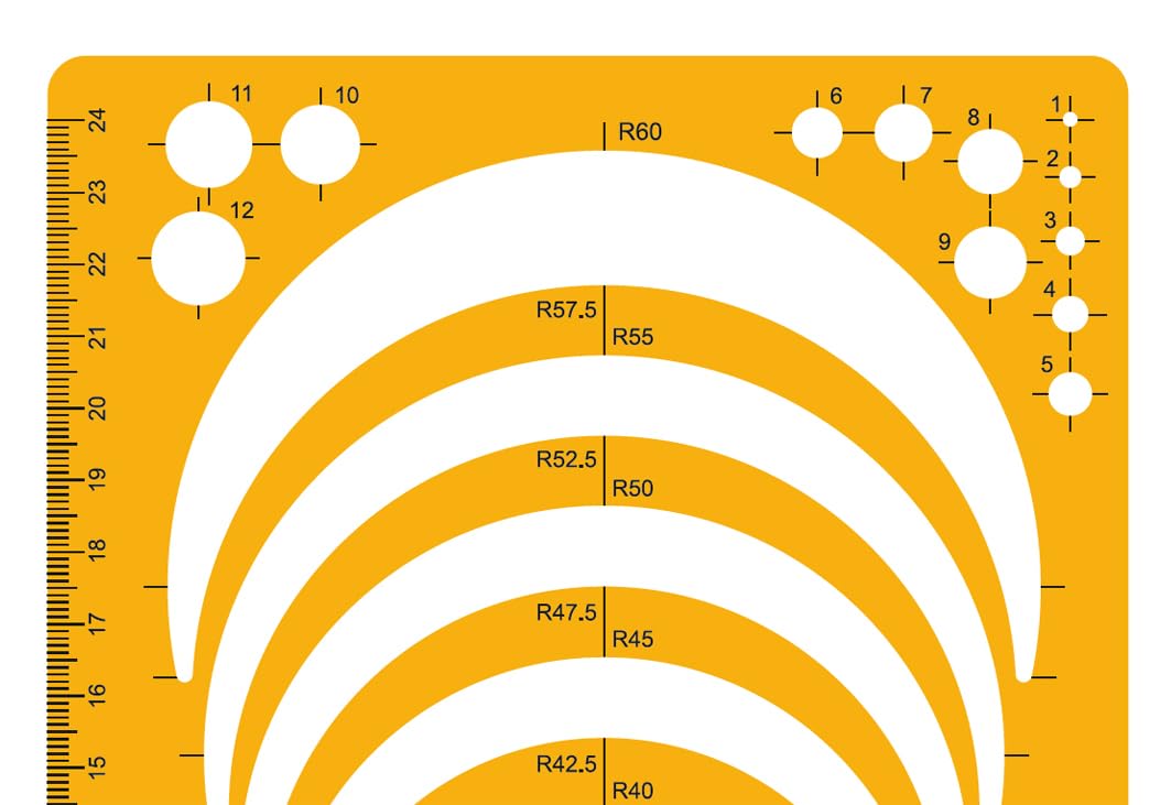 Isomars Circle Radius Drawing Drafting Template for Students & Professionals - 150 x 257mm - Isomars