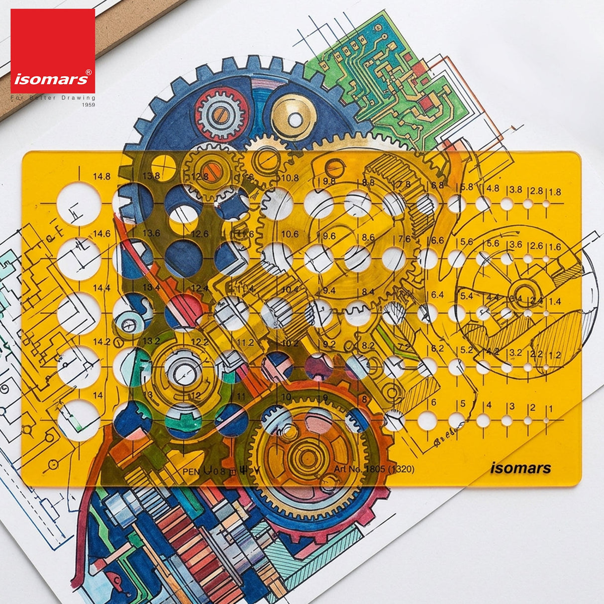 Isomars Circle Template Drawing Stencil | Precision Circular Drafting Template with Multiple Circle Sizes | Geometric Drawing Tool for Architects, Engineers, Designers, Artists & Students - Isomars