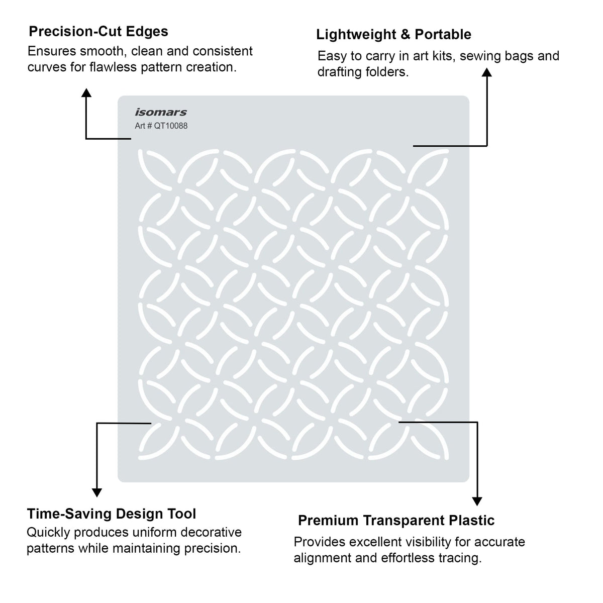 Isomars Circular Pattern Template Stencil for Art, Quilting & Design10088 - Isomars