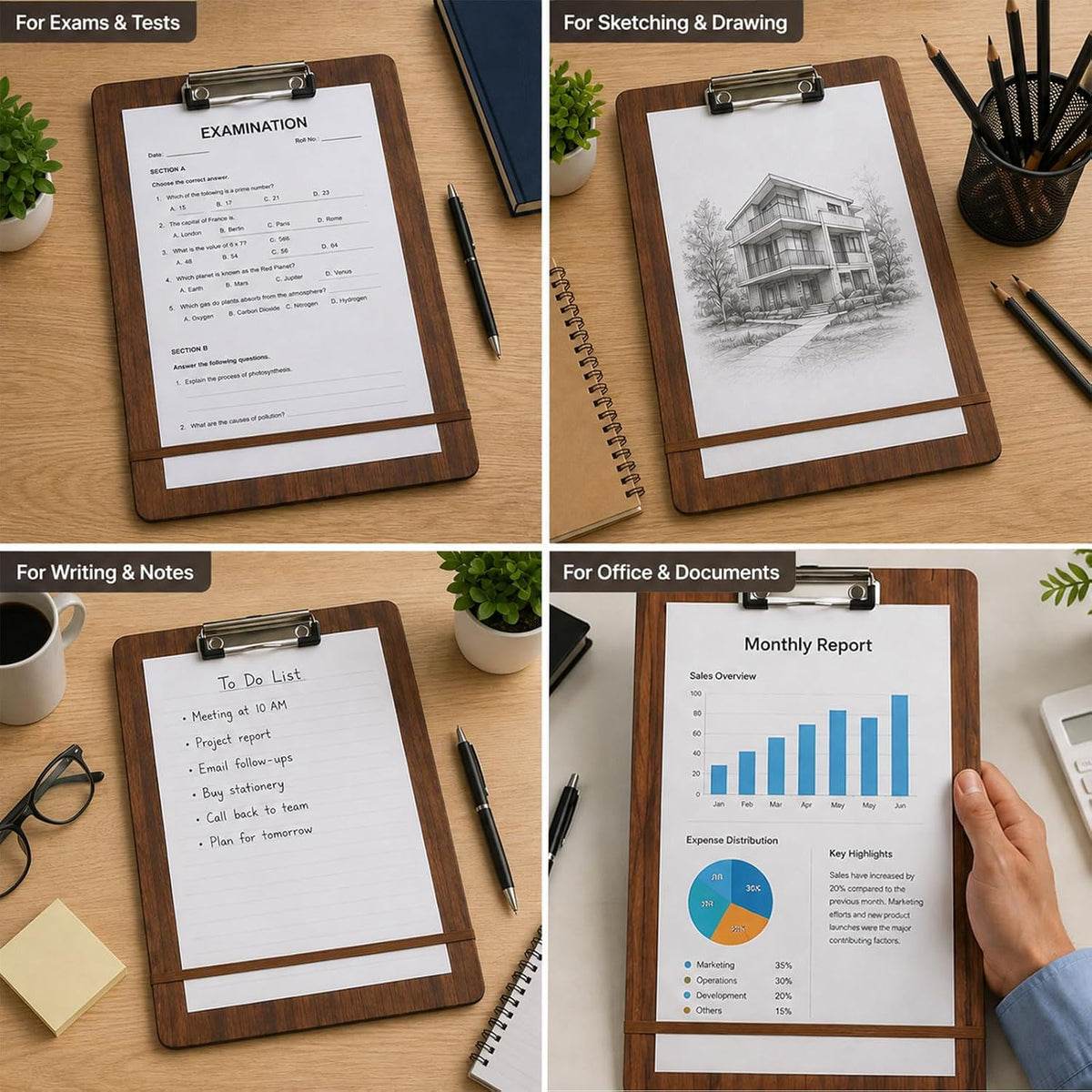 Isomars Clipboard - A4 - Size 33 x 22.8 cm / 13"x9" | Writing Pad - Isomars