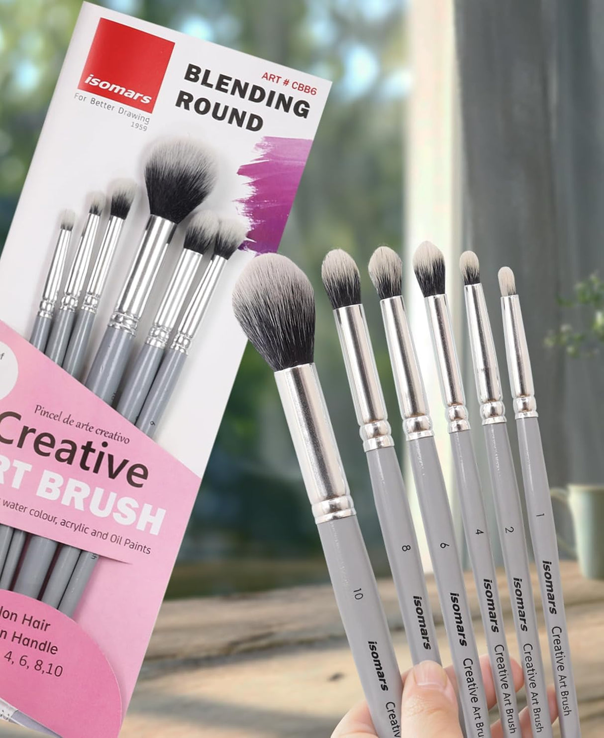 Isomars Creative - Blendng Brush - Round - Set of 6 - Artist Quality Brushes - Isomars