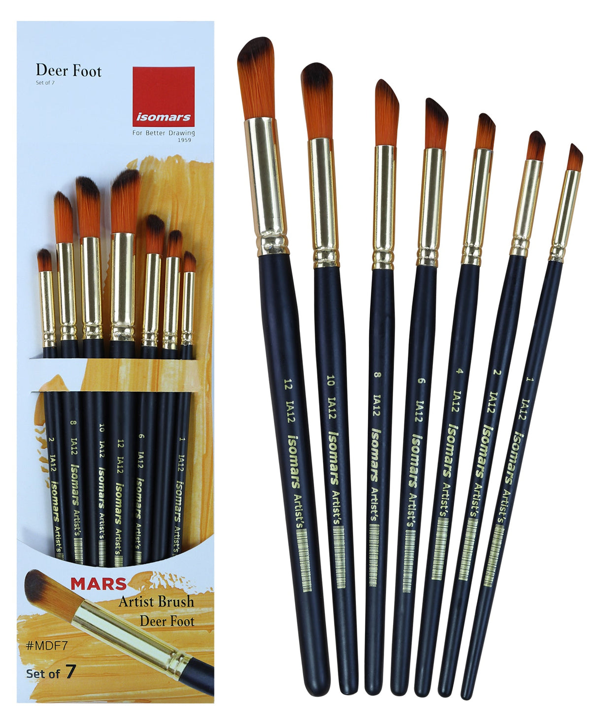Isomars Deer Foot Paint Brush Set – Set of 7 Artist Brushes for Acrylic, Watercolor, Oil & Texture Effects – Ideal for Fur, Foliage, Stippling & Dry Brush Techniques - Isomars