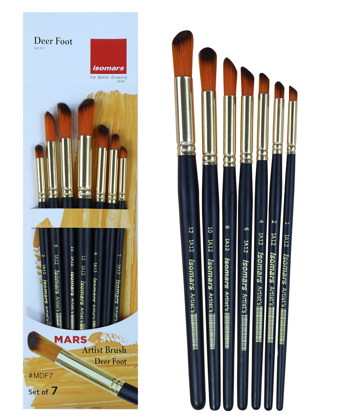 Isomars Deer Foot Paint Brush Set – Set of 7 Artist Brushes for Acrylic, Watercolor, Oil & Texture Effects – Ideal for Fur, Foliage, Stippling & Dry Brush Techniques - Isomars