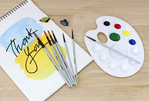 Isomars Drawing Brush Set Round Set of 7 with Colour Palette | Premium Golden Taklon Synthetic Artist Brushes with White Mixing Palette for Acrylic, Watercolor, Oil & Face Painting - Isomars