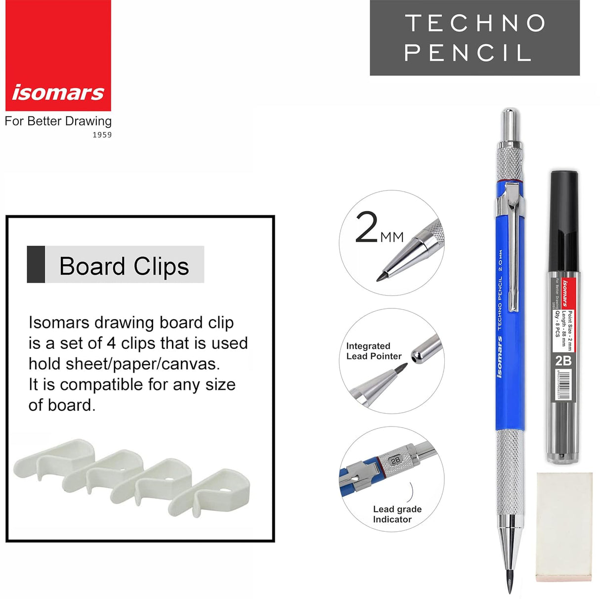 Isomars Drawing & Drafting Kit with 18.5" x 25" Drawing Board Drafting Board, Engineering Template, Pencil, Compass Set, T-Scale-24 Set Square Tracing Paper Pad-A4 Pro-Circle & Rolling Ruler - Isomars
