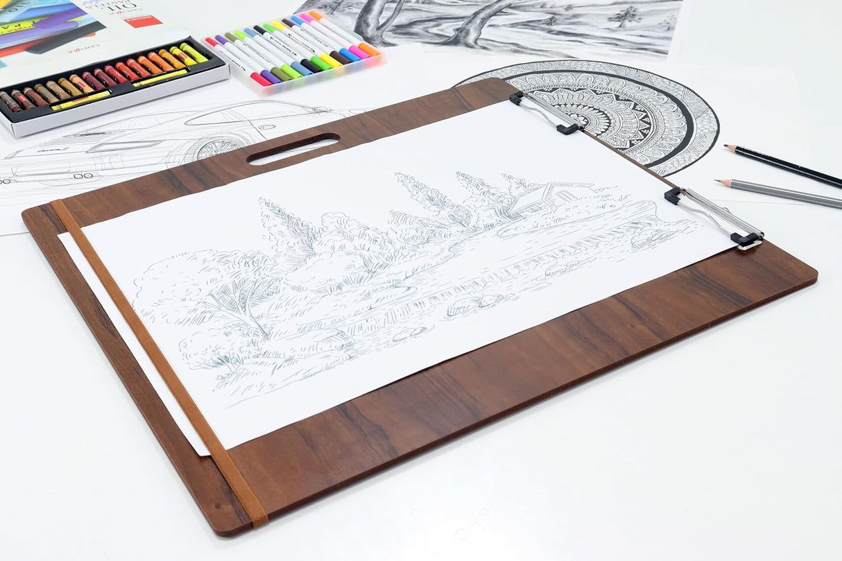 Isomars Drawing Sketch Board - 18" x 20" Portable for Artists, Students & Designers – Ideal for Drawing, Sketching, Drafting & Painting (18x20 Inch (Dark Brown)) - Isomars