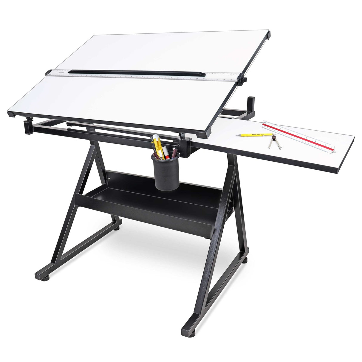 Isomars Drawing Table (College) - with White 25.5" x 35" Drafting Board With Parallel Bar and 14" x 20" Sliding Board - Isomars