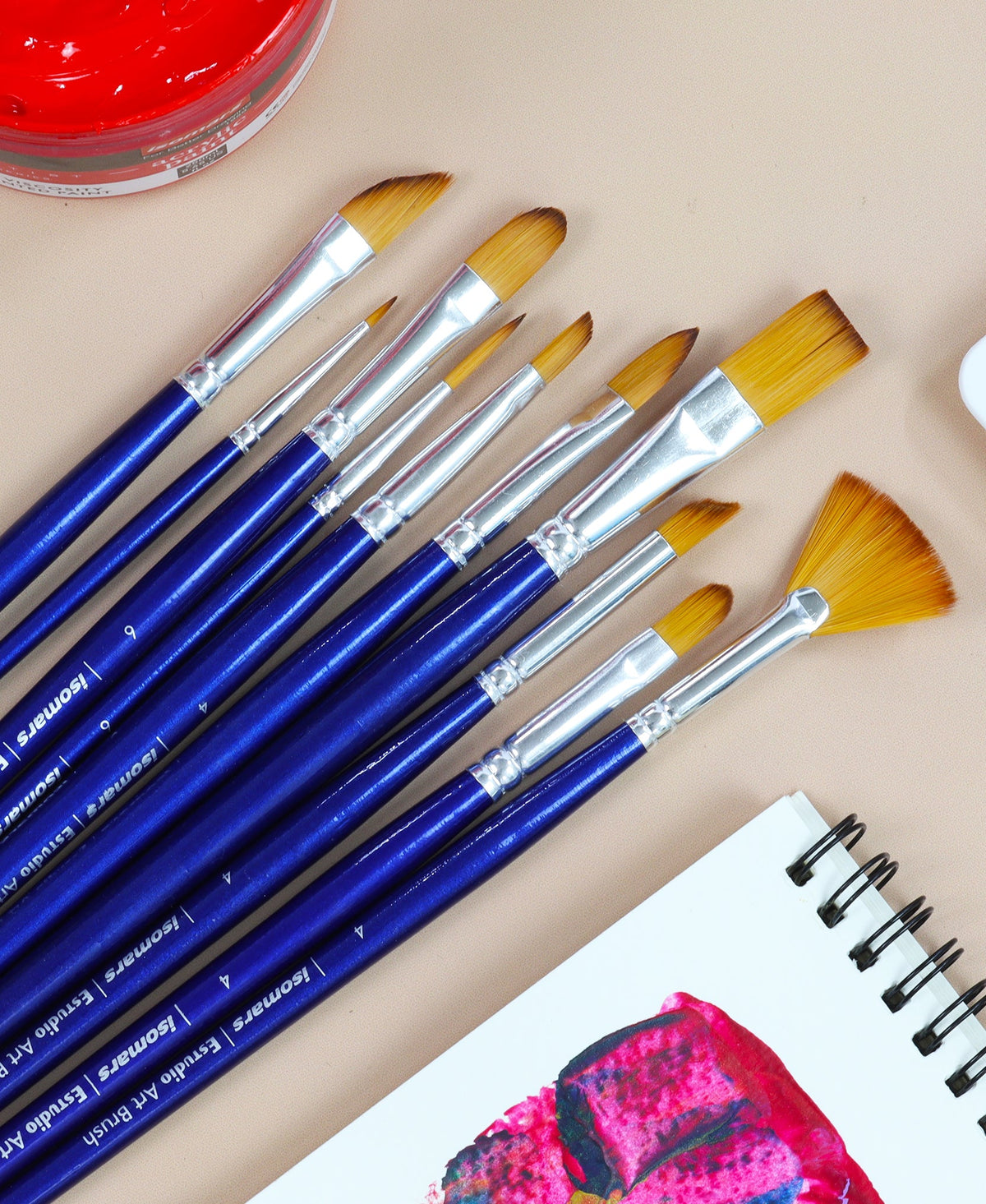 Isomars Estudio Professional Paint Brush Set of 10 for Acrylic & Oil - Isomars