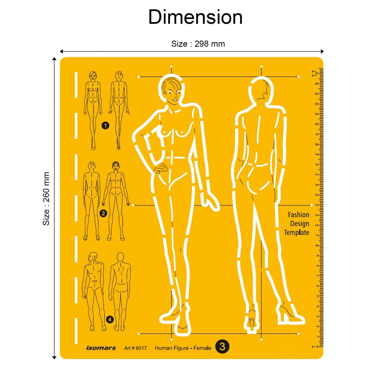 Isomars Female Fashion Design Figure Template Drawing Stencil - Isomars
