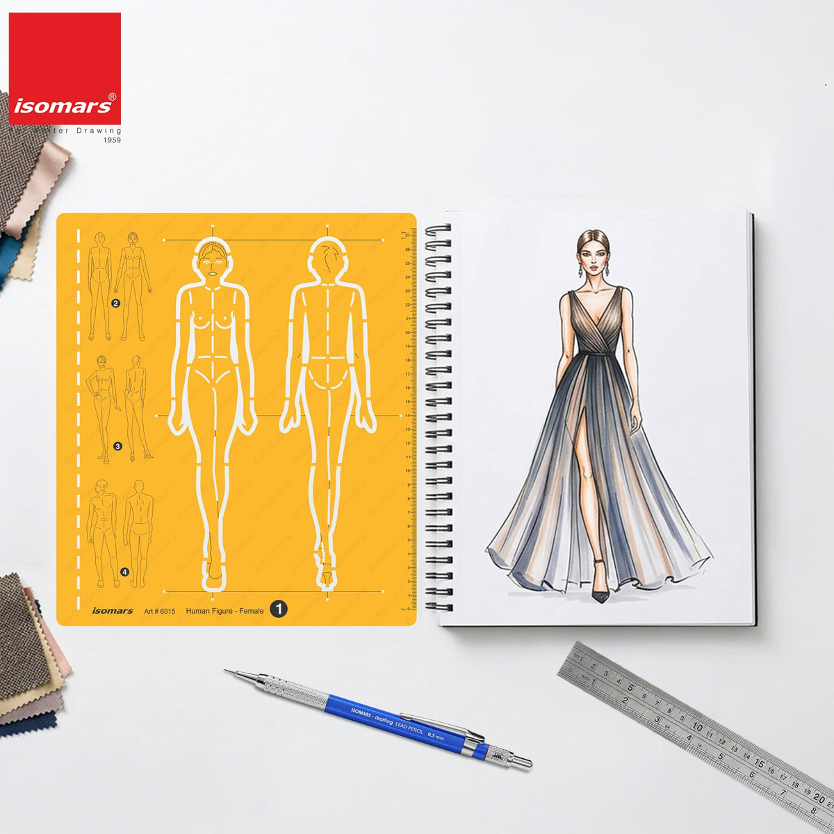 Isomars Female Human Figure Template for Fashion & Technical Drawing - Isomars