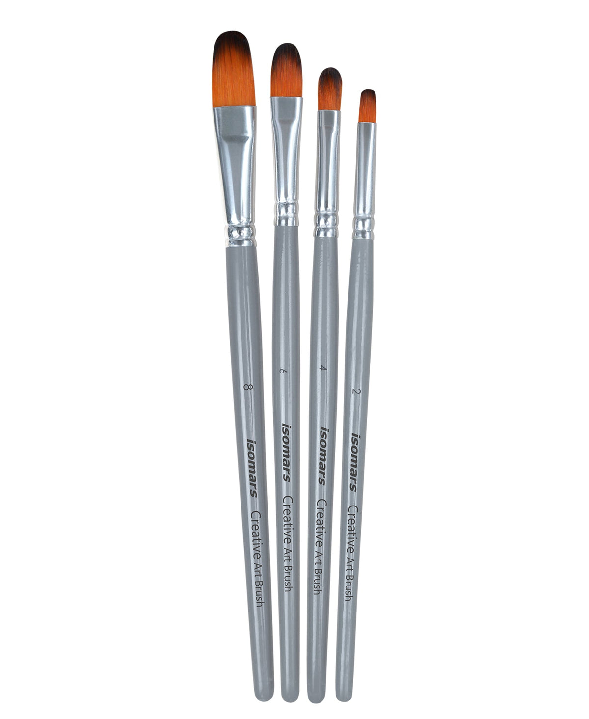 Isomars Filbert Paint Brush Set of 4 - Taklon Hair, Sizes 2, 4, 6, 8 - Isomars