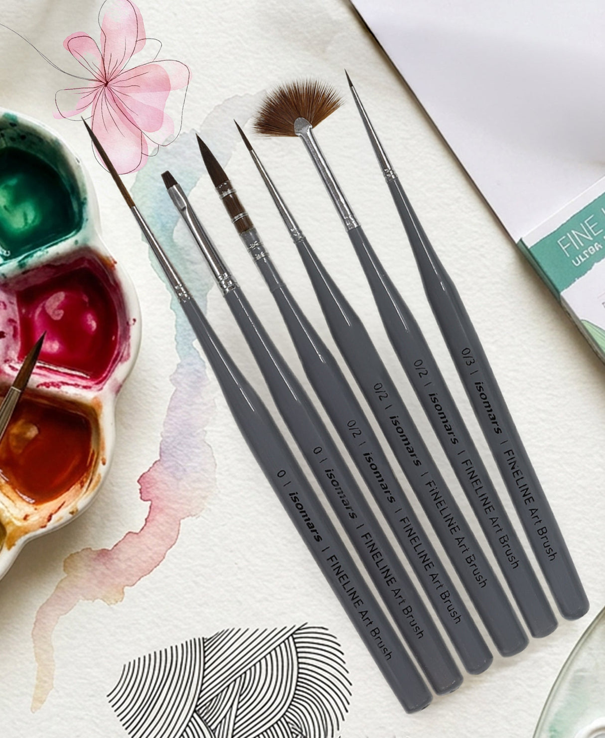 Isomars Fineline Art Brush Set of 6 for Detail Painting - Isomars