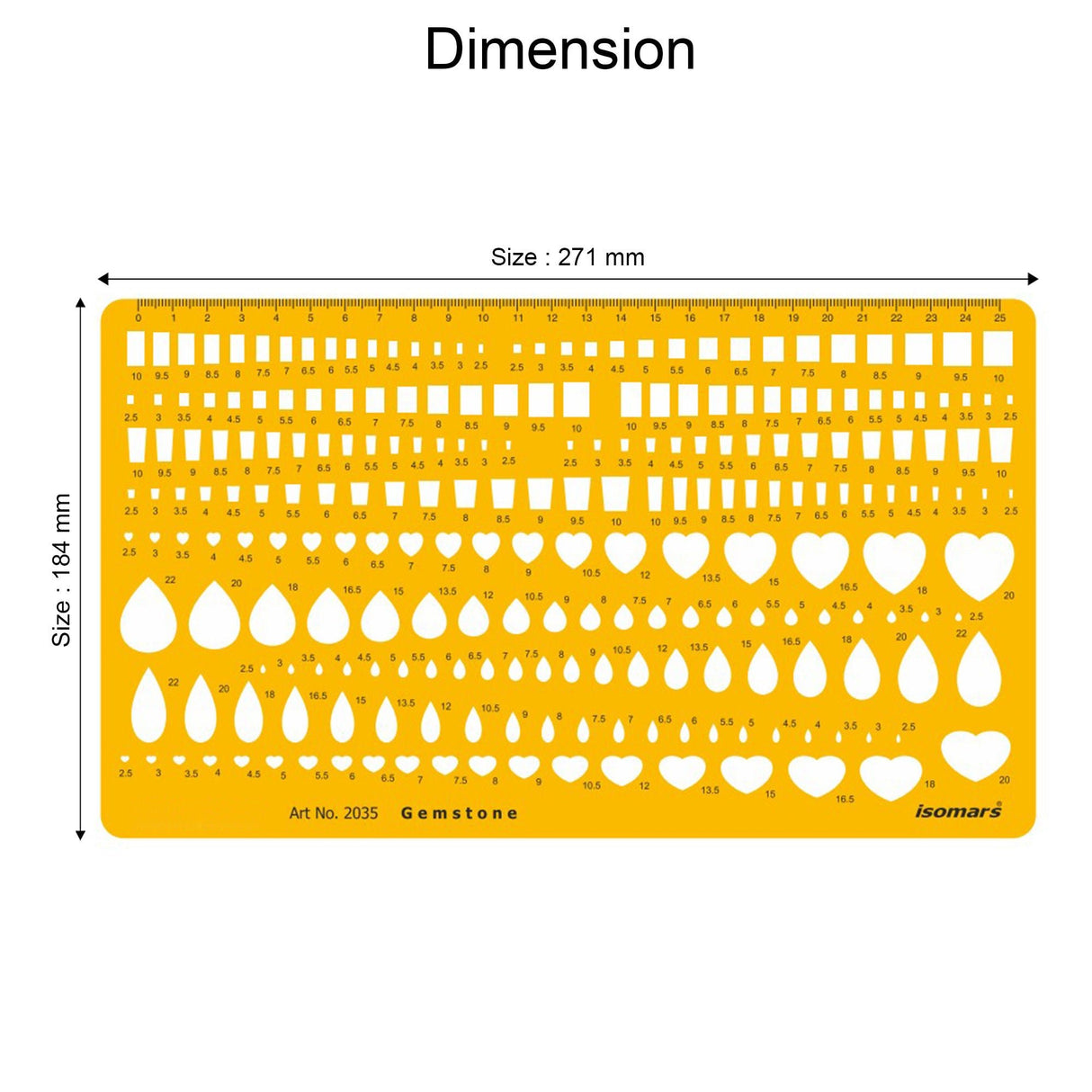Isomars Gemstone Design Template Stencil for Jewellery Sketching - Isomars