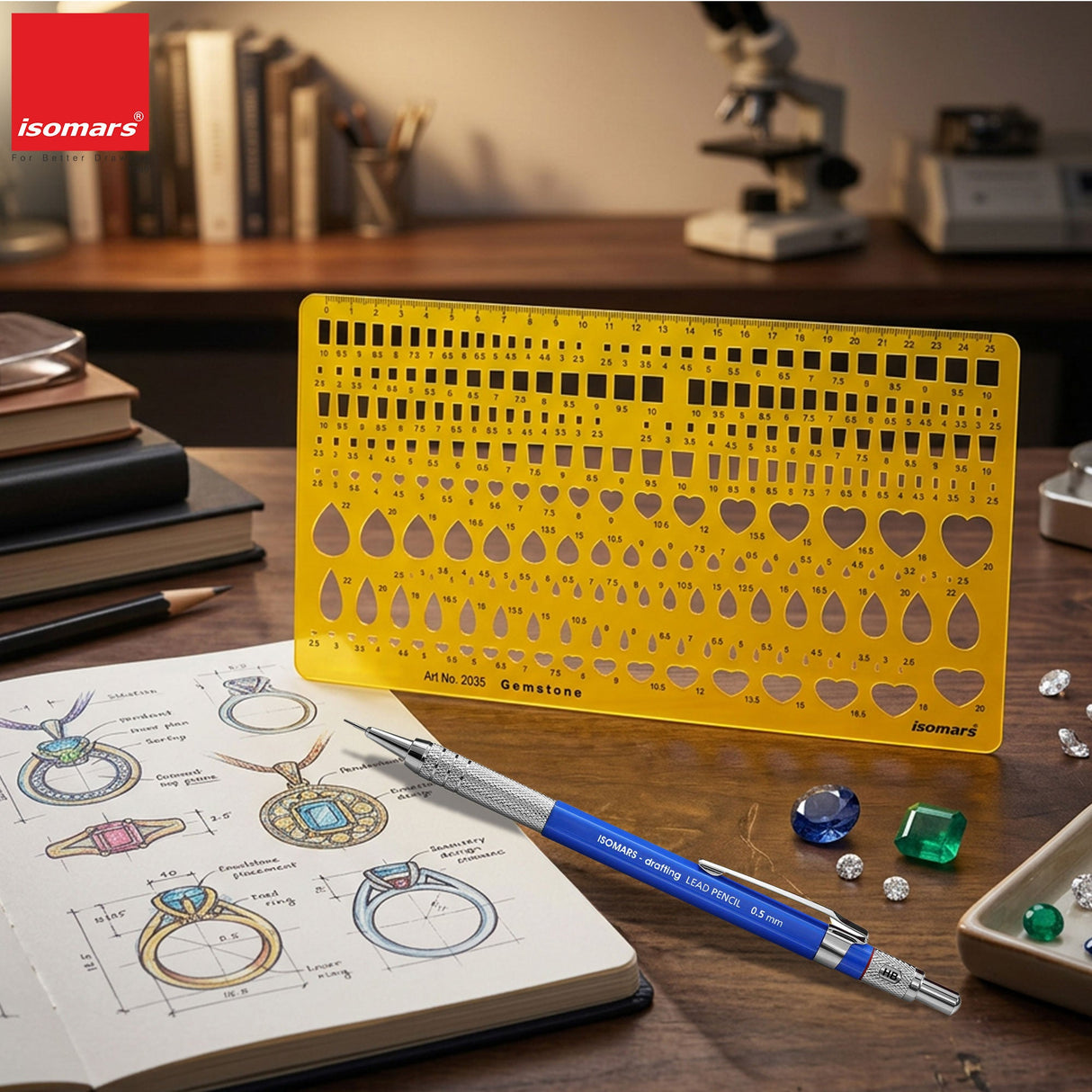 Isomars Gemstone Template Stencil for Jewellery Design & Stone Sizing - Isomars