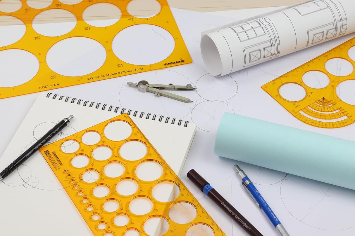 Isomars Geometric Drawing Template Set of 4 for Drafting & Design - Isomars