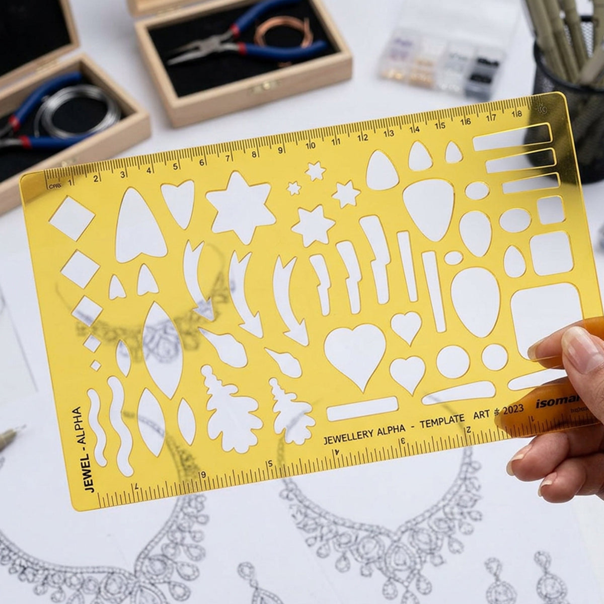 Isomars Jewellery Alpha Template 210 x 127mm for Jewellery Design - Isomars
