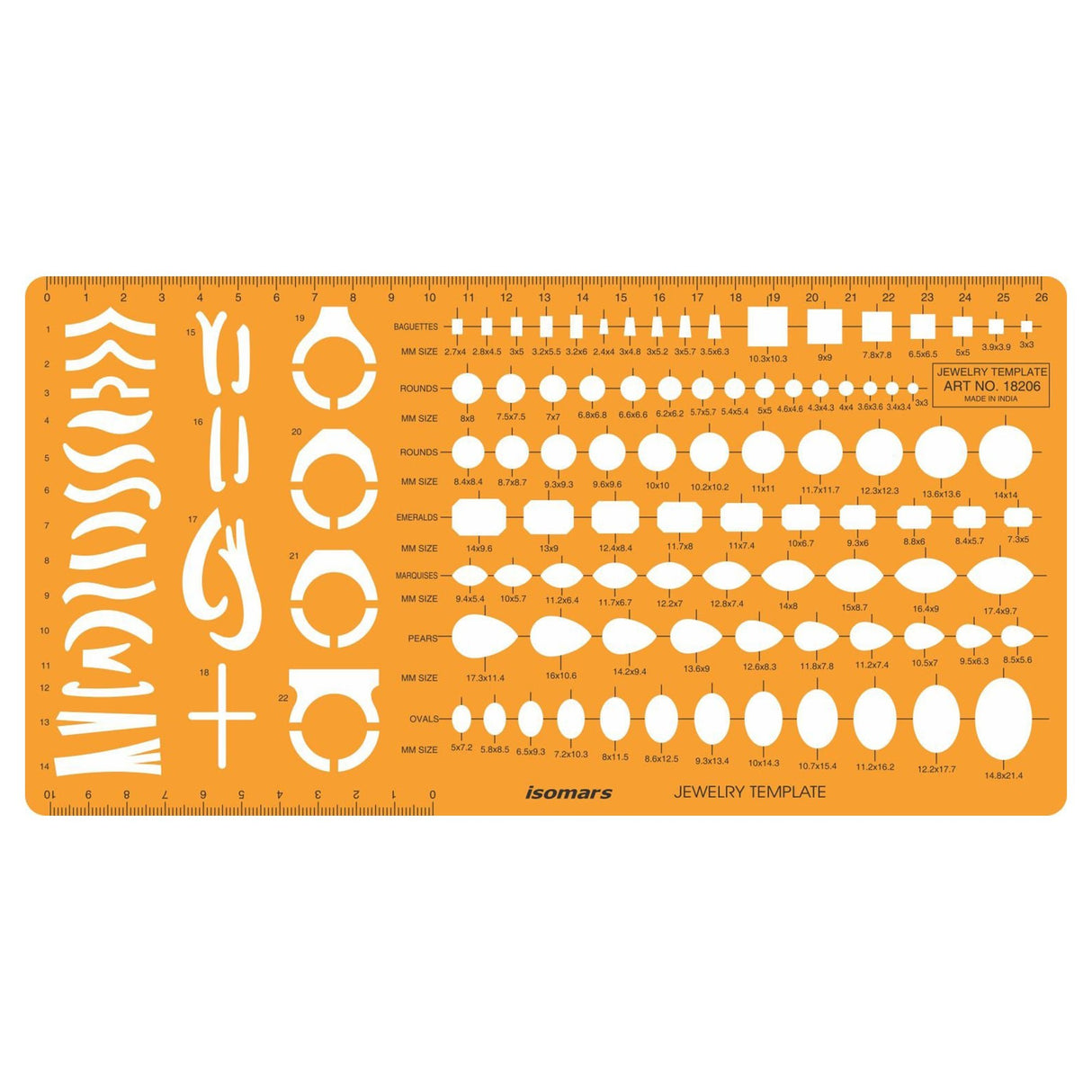 Isomars Jewellery Design Template – Gemstone Shape Drawing Stencil - Isomars