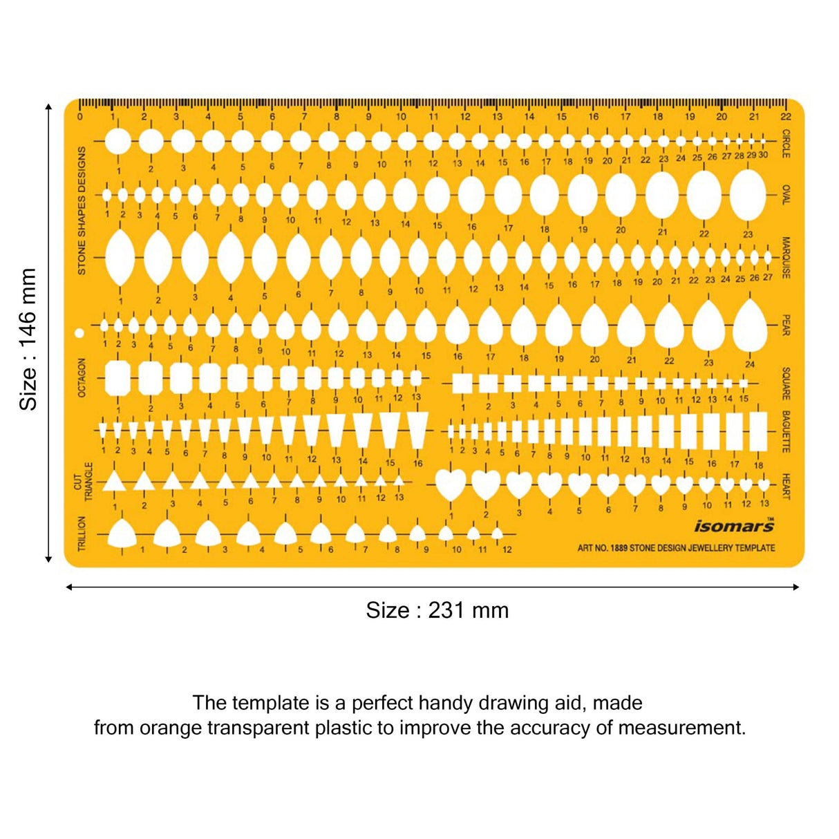 Isomars Jewellery Design Template Set of 2 – Gemstone Shape Stencils - Isomars