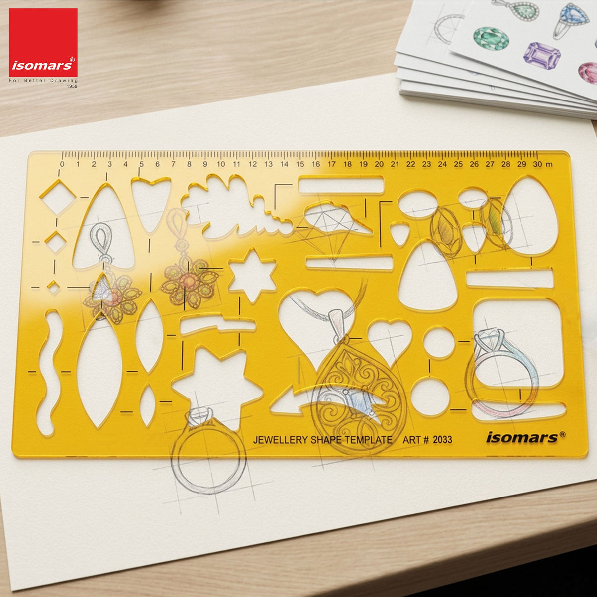 Isomars Jewellery Shape Template Stencil for Jewelry Design & Sketching - Isomars
