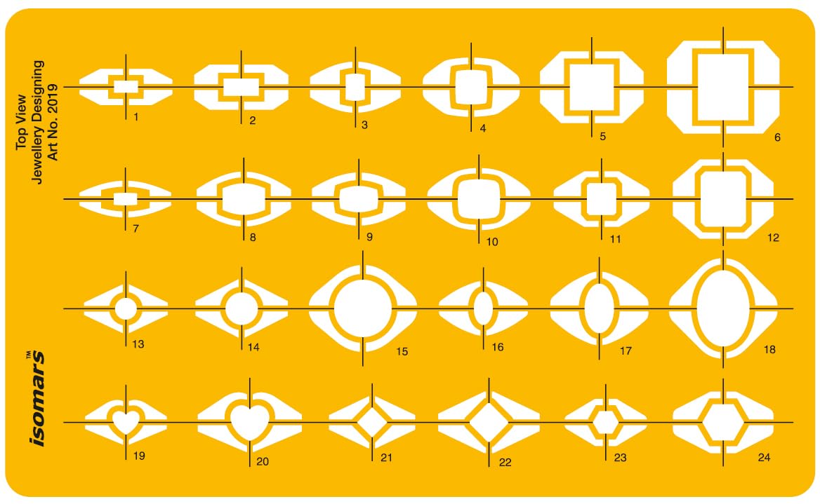 Isomars Jewellry Design Drawing Drafting Template Stencil Top View - 212 x 128mm - Isomars