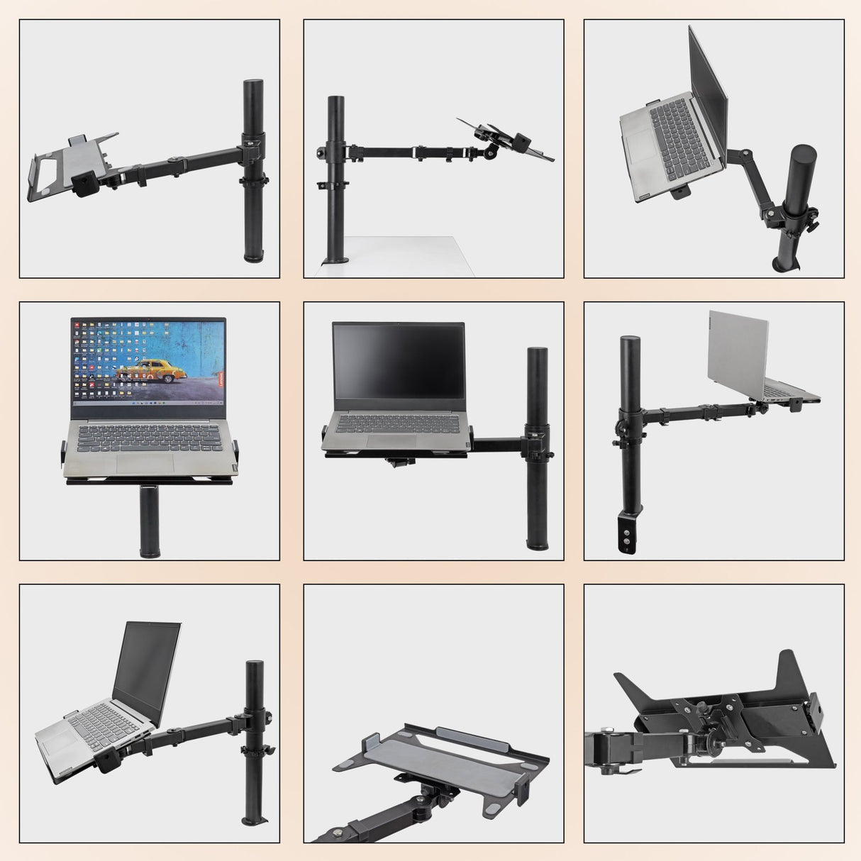 Isomars Laptop Mount Stand - Adjustable Height & Angles. Suitable for Laptop Size from 12 inches to 17 inches (30cm to 43cm). - Isomars