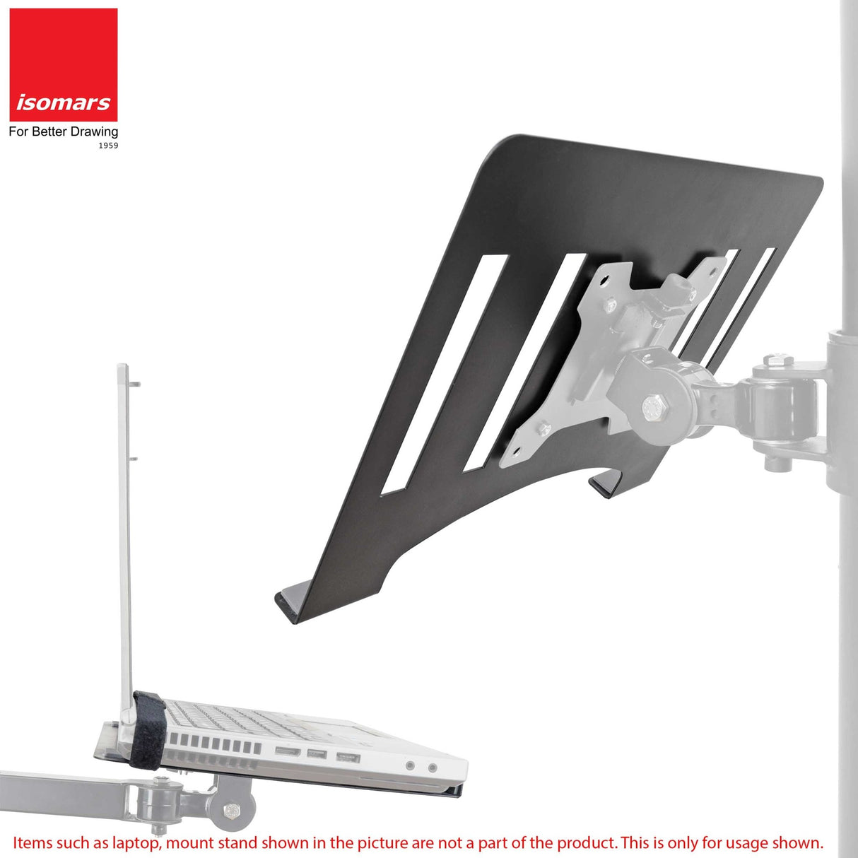 Isomars Laptop Tray for Monitor Arms and Stands (Tray Only) Adjustable Laptop Arm Mount Tray, Size : 12"- 17" (Black) - Isomars