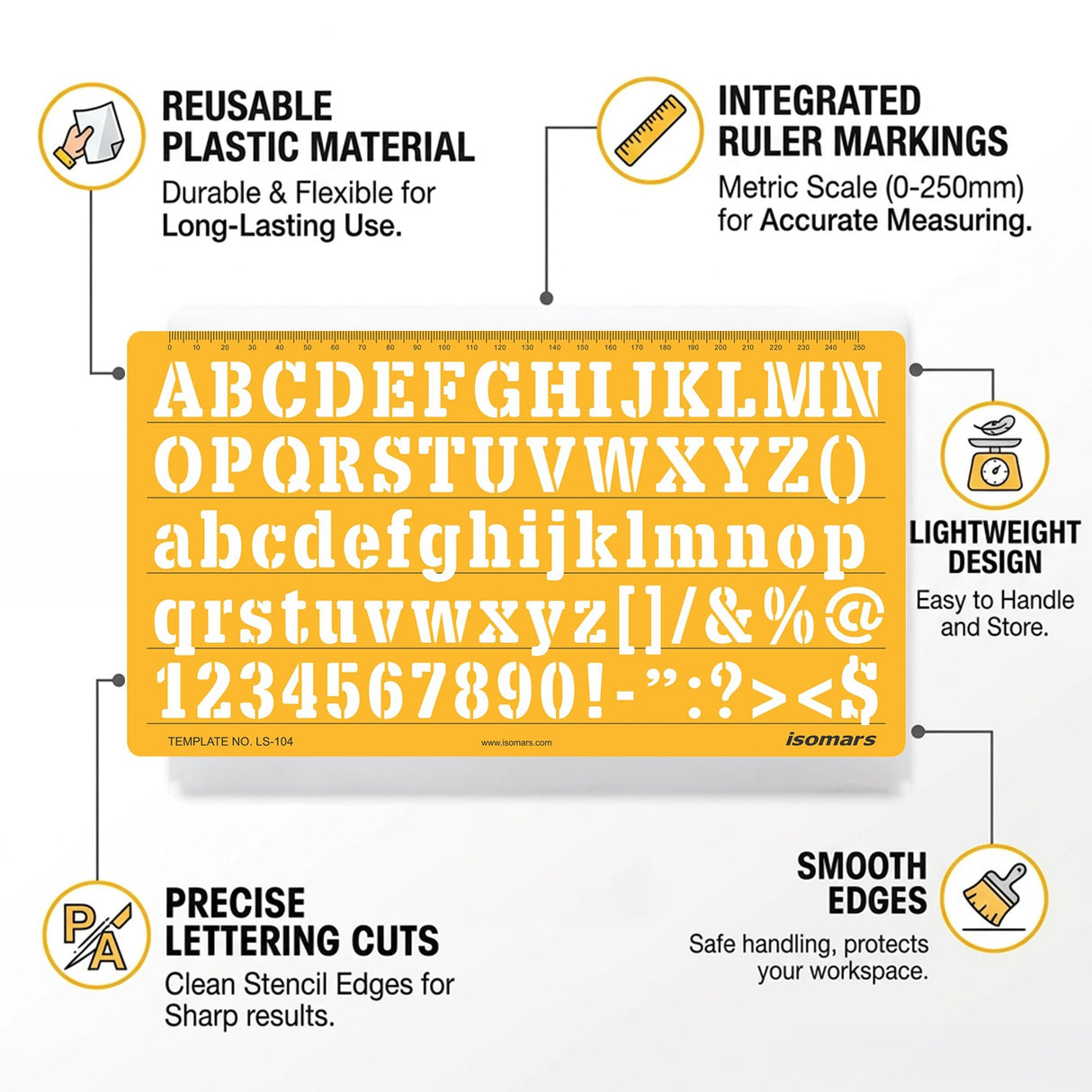 Isomars Letter Stencil Combo Set – Italic & Standard Alphabet Templates with Uppercase, Lowercase, Numbers & Symbols, Reusable Drawing, Craft, Sign Making & DIY Lettering Stencils - Isomars