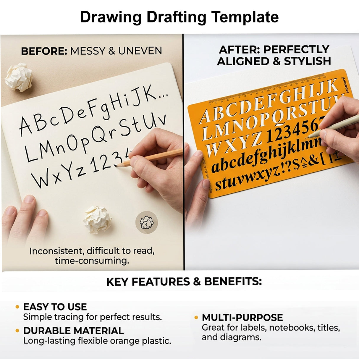 Isomars Letter Stencil Combo Set – Italic & Standard Alphabet Templates with Uppercase, Lowercase, Numbers & Symbols, Reusable Drawing, Craft, Sign Making & DIY Lettering Stencils - Isomars