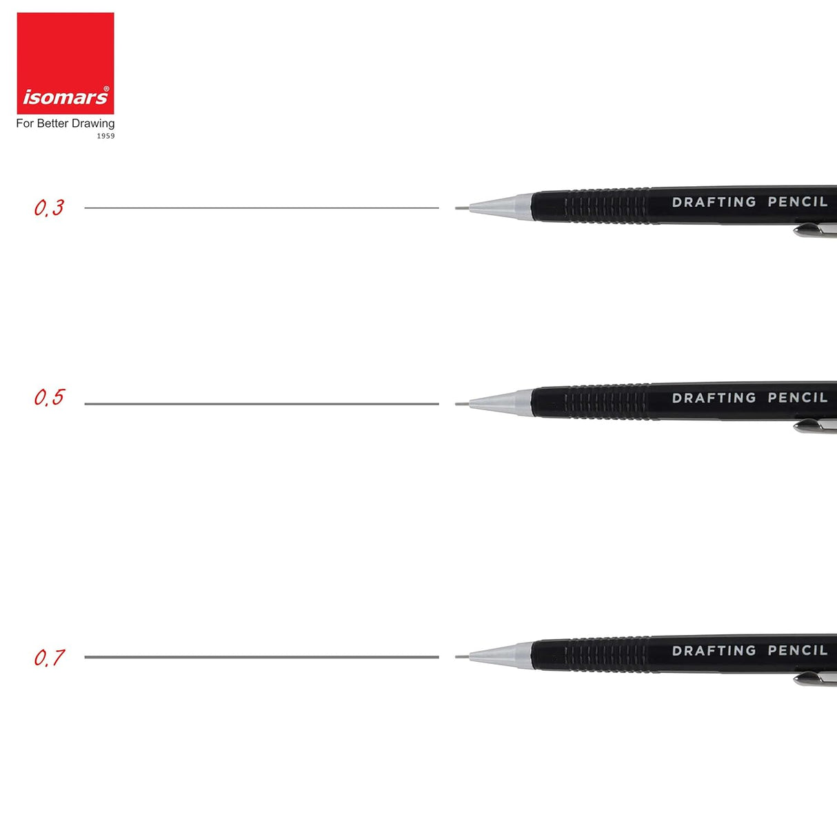 Isomars Mechanical Pencil 0.3, 0.5, 0.7 | Set Of 3 Drafting Pencils | Comes with Leads & Erasers | Ideal for Artists & Students | Ideal for writing, sketching, drawing, and more - Isomars