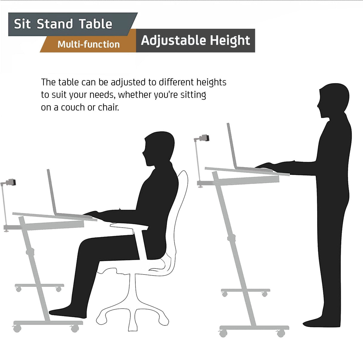 Isomars Multipurpose Laptop Table Study Desk Drawing Table, Caster Lockable Wheels, Adjustable Height and Angle for Work from Home, Office, Bedroom - Isomars