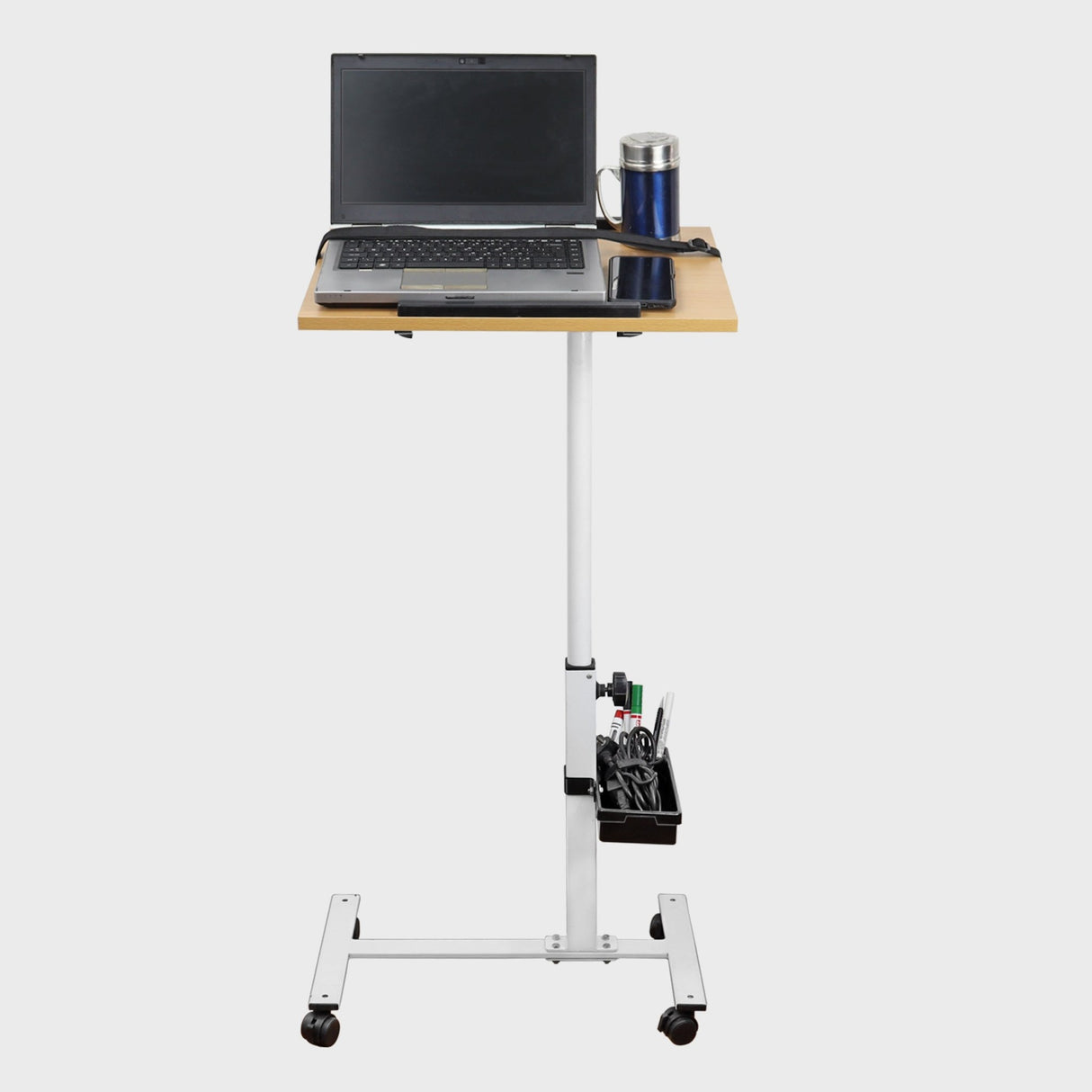 Isomars Multipurpose Laptop Table Study Desk, Lockable Wheels, & Adjustable Height and Angle for Breakfast Table, WFH & Online Classes (Wooden) - Isomars