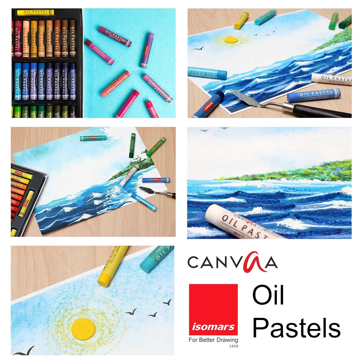 Isomars Oil Pastels, 52 Vibrant Shades, Professional Artist Drawing Set - Isomars