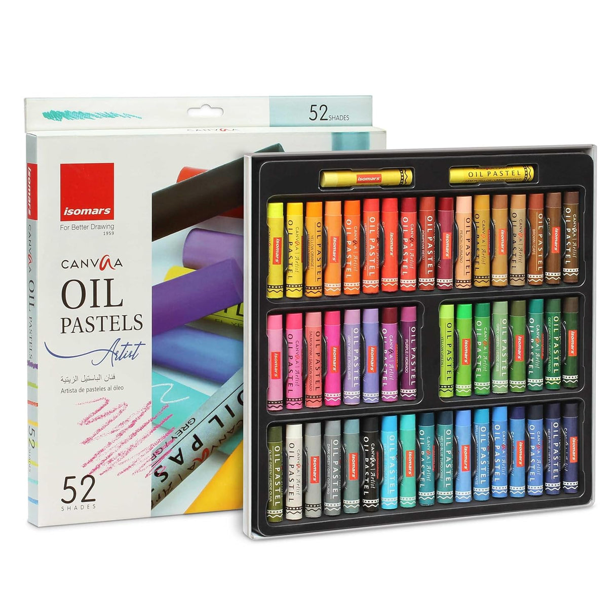 Isomars Oil Pastels, 52 Vibrant Shades, Professional Artist Drawing Set - Isomars