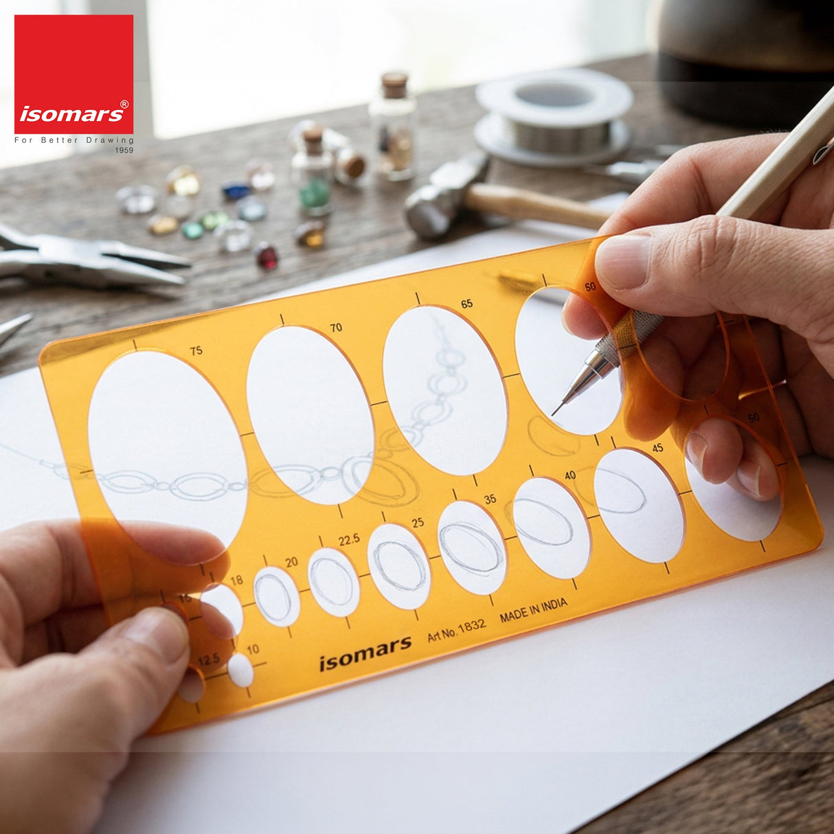 Isomars Oval Drawing Template Stencil | Transparent Ellipse Drafting Template with Multiple Oval Sizes | Geometry & Technical Drawing Tool for Architects, Engineers, Designers, Artists & Students - Isomars