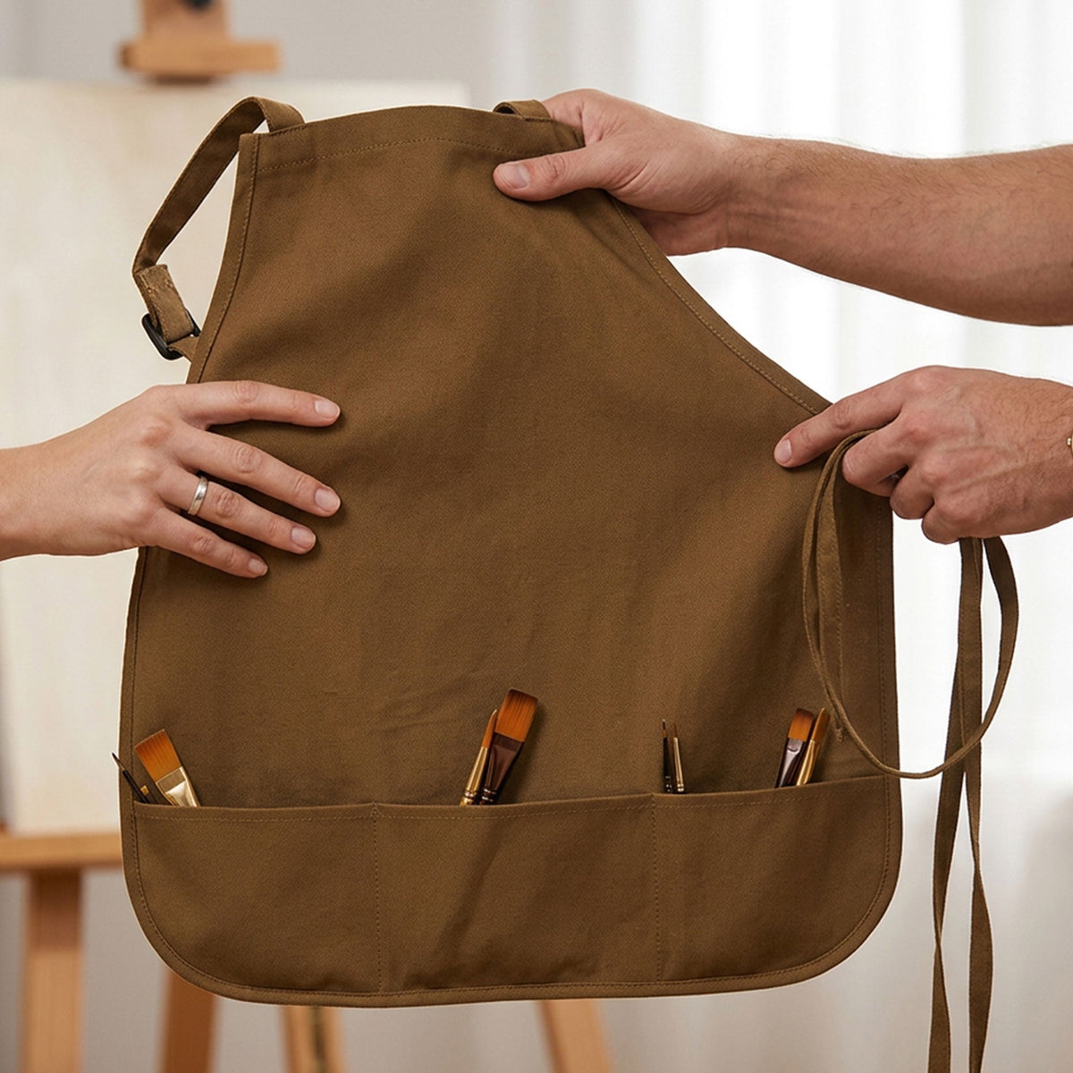 Isomars Painter’s Apron, Large, 10 oz Cotton Canvas, 3 Pockets, Brown - Isomars
