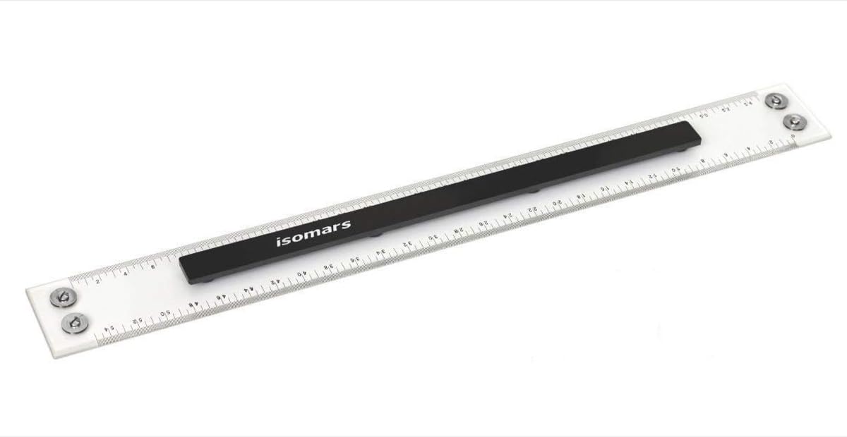 Isomars Parallel Bar (32 Inches) with Triangular Scale (No.2) | Metal Clamps & Mechanical Pencil 2mm with Lead and Eraser | Ideal For Architect, Interior Design and Drafting Students - Isomars
