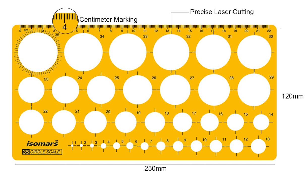 Isomars Pro Circle Big (25 Circle) with Professional Geometry and Circle Template (35 Circle) Ideal for Interior Design | Engineering | Architect | Drafting Students - Isomars