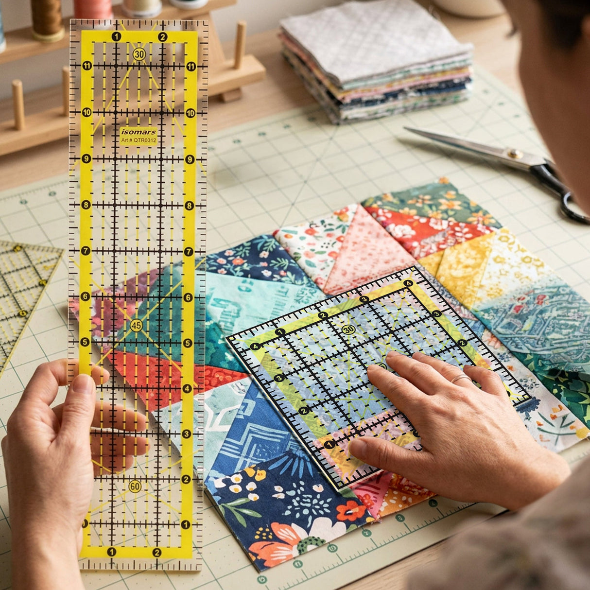 Isomars Quilting Ruler Set of 2 | 3" x 12" & 4.5" x 4.5" - Isomars