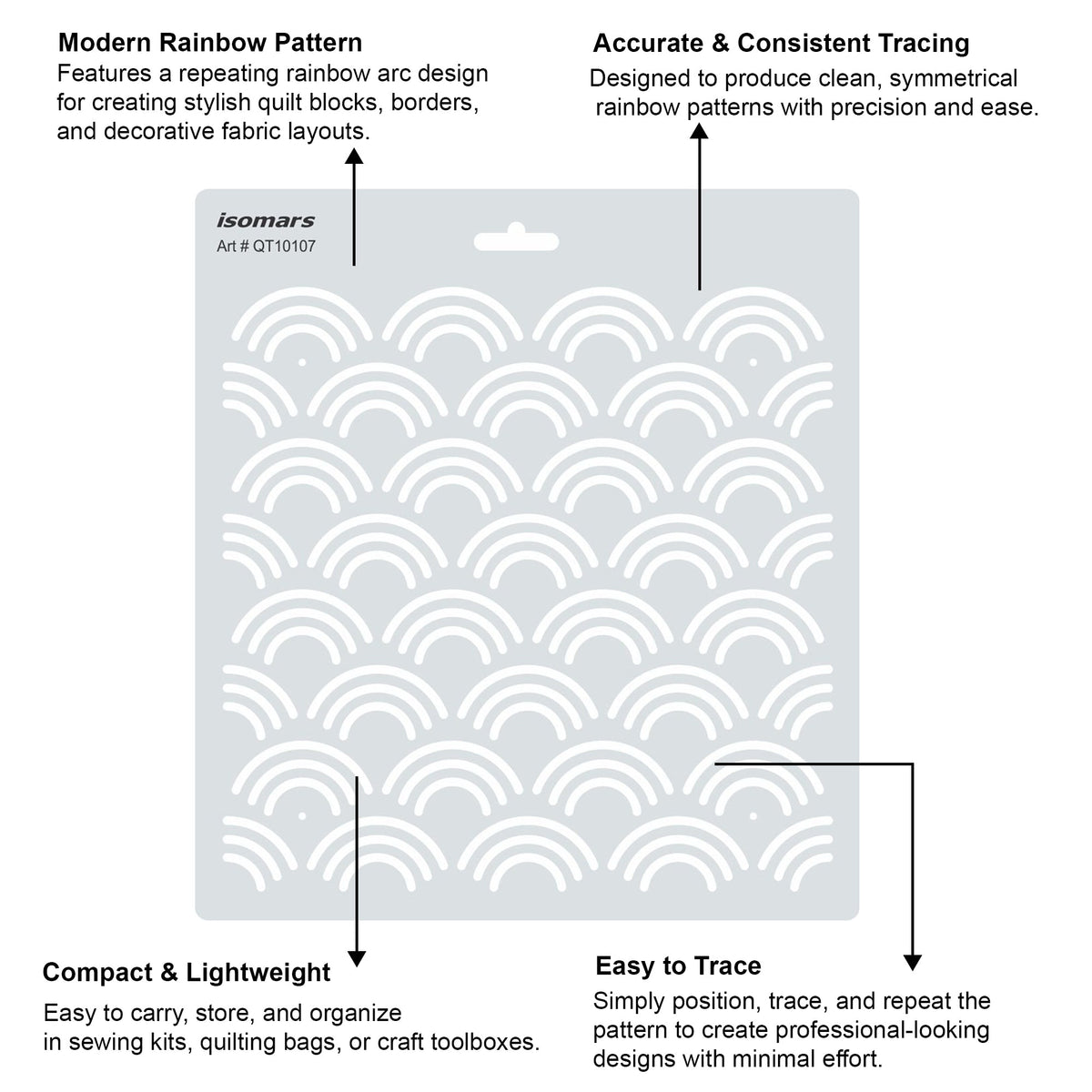 Isomars Rainbow Quilting Template for Sewing, Patchwork & Crafts 10107 - Isomars